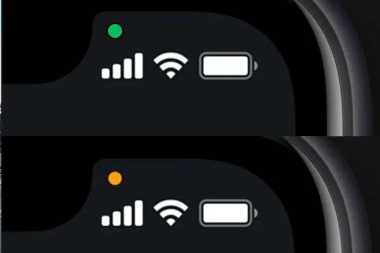 Was ist der grüne Punkt, der oben auf dem iPhone erscheint?